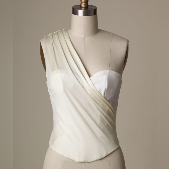 Della Giovanna Ivory 2 piece Draped Bridal Gown Wedding Dress Size 2 - Picture 2 of 16